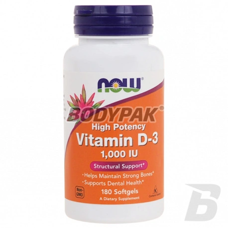 NOW Foods Vitamin D-3 1000 IU - 180 kaps.