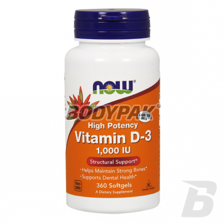 NOW Foods Vitamin D-3 1000 IU - 360 kaps.