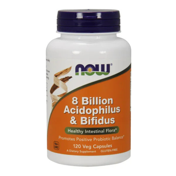 NOW Foods Acidophilus & Bifidus 8 Bilion - 120 kaps.