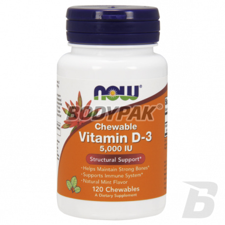 NOW Foods Vitamin D-3 5000 IU - 120 tabl. do żucia