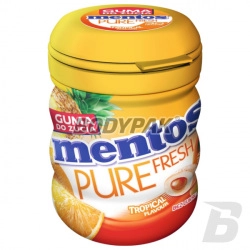 Mentos Pure Fresh Tropical Sugarfree Gumy do żucia o smaku owoców tropikalnych bez dodatku cukru - 60g