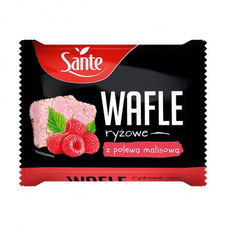 Sante Wafle Ryżowe z Polewą Malinową - 24g