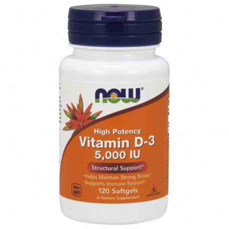 NOW Foods Vitamin D-3 5000 IU High Potency - 120 kaps.