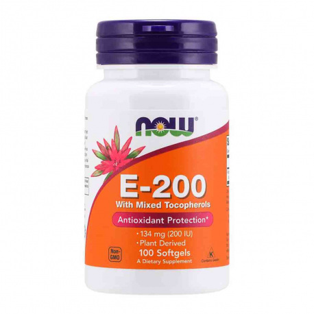 NOW Foods Vitamin E-200 Mixed Tocopherols - 100 kaps.