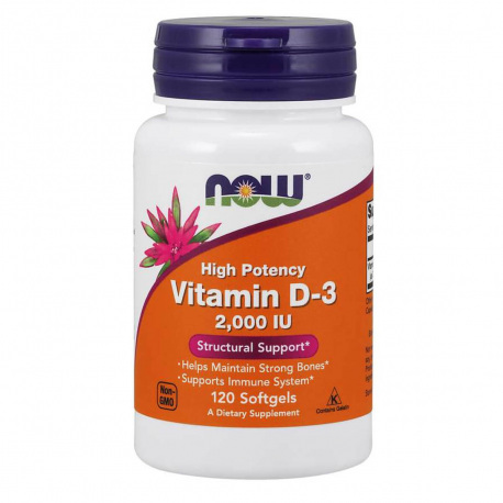 NOW Foods Vitamin D-3 2000 IU - 120 kaps.