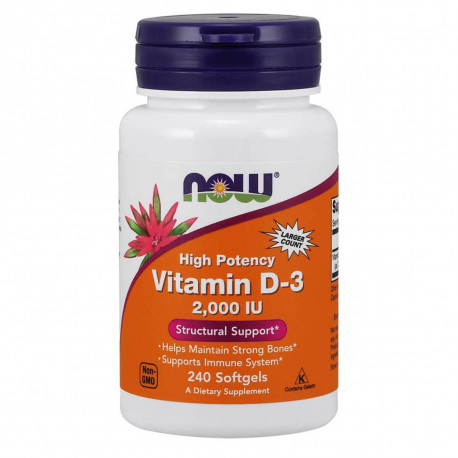 NOW Foods Vitamin D-3 2000 IU 240 kaps.