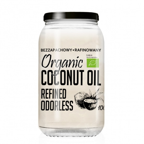 Diet-Food Organic Coconut Oil Refined Odorless - Rafinowany olej kokosowy - 1000ml
