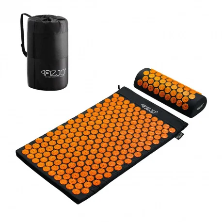 4fizjo - Acupressure Mat - Mata do akupresury z poduszką 72x42 - Czarno-pomarańczowy