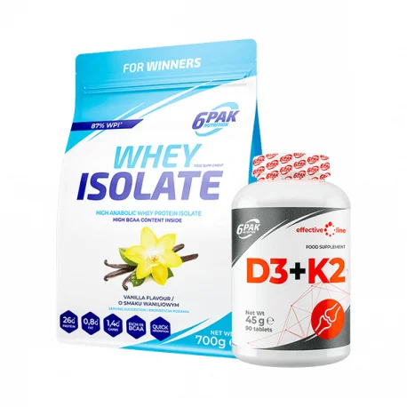 6PAK Nutrition Whey Isolate - 700g + Vitamin D3 & K2 - 90 tabl.