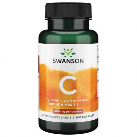 Swanson Vitamin C500 with Rose Hips [dzika róża] - 100 kaps.
