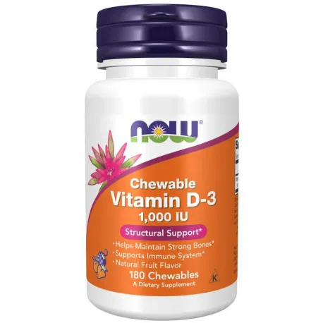 NOW Foods Vitamin D-3 1000 IU - 180 tabl. do żucia