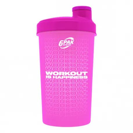 6PAK Nutrition Shaker WORKOUT IS HAPPINESS Neon Pink - 700ml