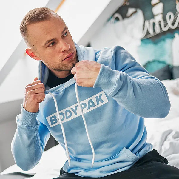 Bluza z kapturem męska niebieska