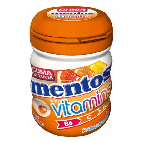 Mentos Vitamins Gumy do żucia o smaku cytusów bez dodatku cukru - 50g