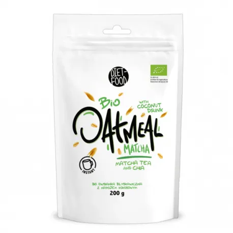 Diet Food Bio Oatmeal Matcha (Owsianka z Napojem Kokosowym Instant) - 200g