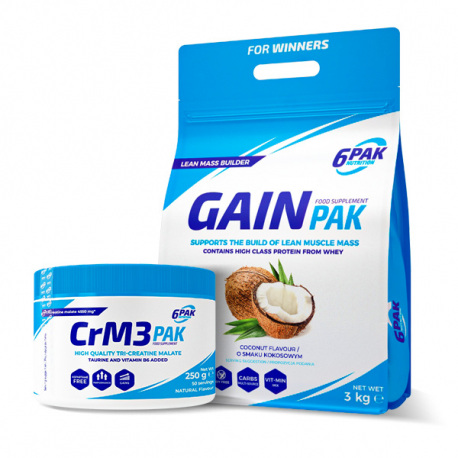6PAK Nutrition Gain Pak - 3kg + CrM3 Pak - 250g