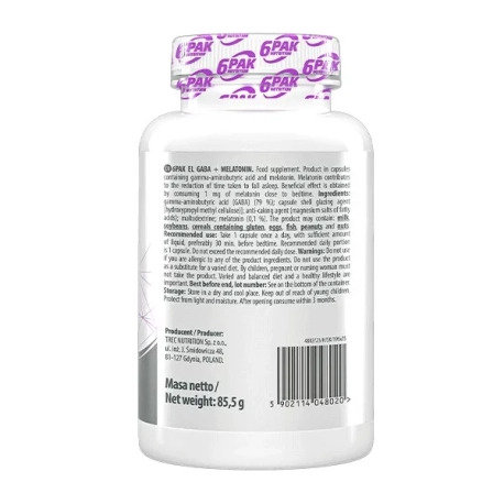 6PAK Nutrition Effective Line GABA + Melatonin - 90 kaps.