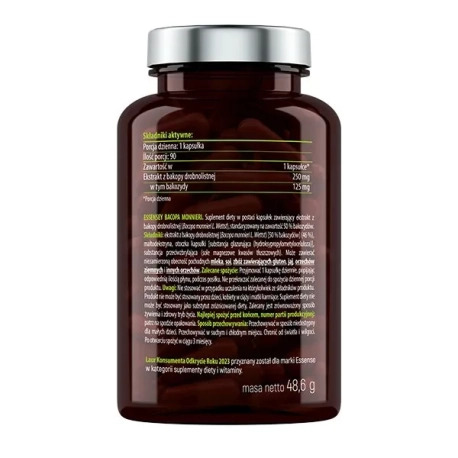 Essensey Bacopa Monnieri Pamięć i koncentracja 2 x 90 kaps.