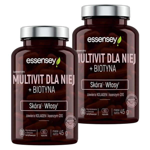 Essensey Multivit Dla Niej + Biotyna Skóra i Włosy 2 x 90 kaps.