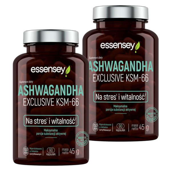 Essensey Ashwagandha Exclusive KSM-66 Na stres i witalność 2 x 90 kaps.