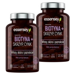 Essensey Biotyna + Skrzyp + Cynk Włosy, skóra i paznokcie 2 x 90 kaps.