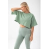 Trec Wear Zielony T-shirt damski crop top Trecgirl Basic T-shirt 160 Green