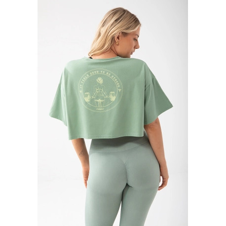 Trec Wear Zielony T-shirt damski crop top Trecgirl Basic T-shirt 160 Green