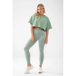Trec Wear Zielony T-shirt damski crop top Trecgirl Basic T-shirt 160 Green