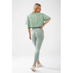 Trec Wear Zielony T-shirt damski crop top Trecgirl Basic T-shirt 160 Green