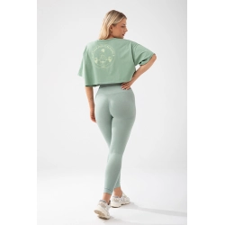 Trec Wear Zielony T-shirt damski crop top Trecgirl Basic T-shirt 160 Green
