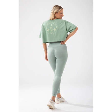 Trec Wear Zielony T-shirt damski crop top Trecgirl Basic T-shirt 160 Green