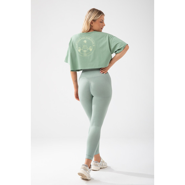 Trec Wear Zielony T-shirt damski crop top Trecgirl Basic T-shirt 160 Green
