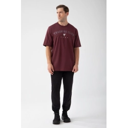 Bordowy T-shirt męski TW BASIC TSHIRT OVERSIZE 182 M BURGUNDY