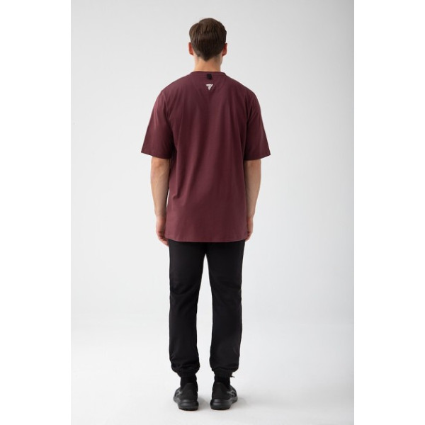 Bordowy T-shirt męski TW BASIC TSHIRT OVERSIZE 182 M BURGUNDY