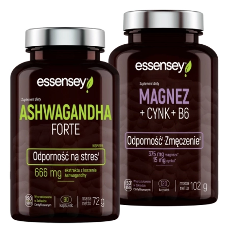 Zestaw Essensey Ashwagandha Forte + Magnez & Cynk & B6