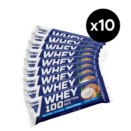 10 x Trec Whey 100 Protein Bar Coconut - 40g