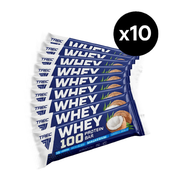 10 x Trec Whey 100 Protein Bar Coconut - 40g