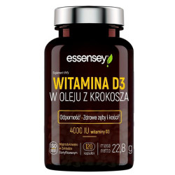 Essensey Witamina D3 w oleju z krokosza - 120 kaps.
