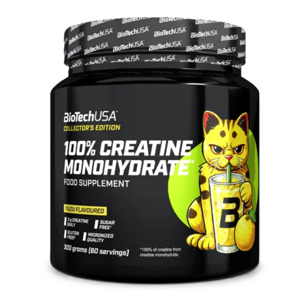 BioTech  100% Creatine Monohydrate - monohydrat kreatyny w proszku - 300g yuzu