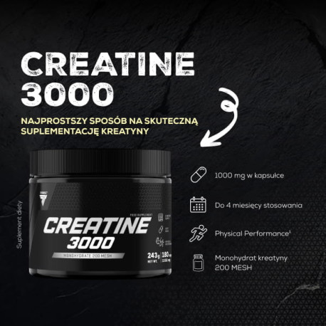 Trec Creatine 3000 - monohydrat kreatyny w kapsułkach - 180 kaps.