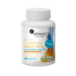 Aliness Cytrynian Magnezu z Potasem i B6 - magnez, potas i witamina B6 - 100kaps.