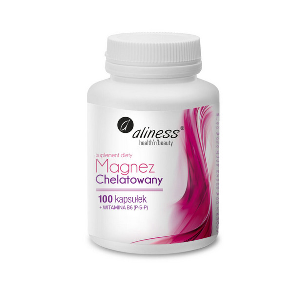 Aliness Magnez Chelatowany 720mg + B6 - chelat magnezu - 100kaps.