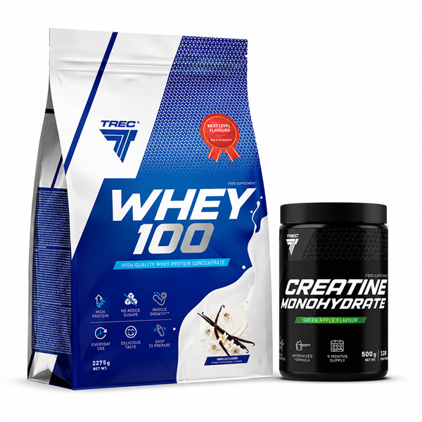 Trec Whey 100 2275g + Creatine Monohydrate 500g - zestaw białko + kreatyna