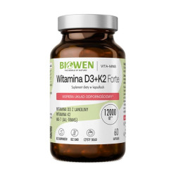Biowen Witamina D3+K2 Forte – 12000 IU D3 + K2 MK-7 – 60 kaps.