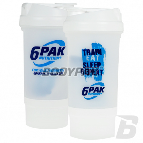 6PAK Shaker + Pillbox white TRAIN EAT 500ml