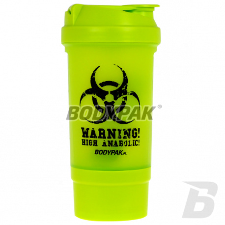 BODYPAK Shaker + Pillbox green WARNING 500ml