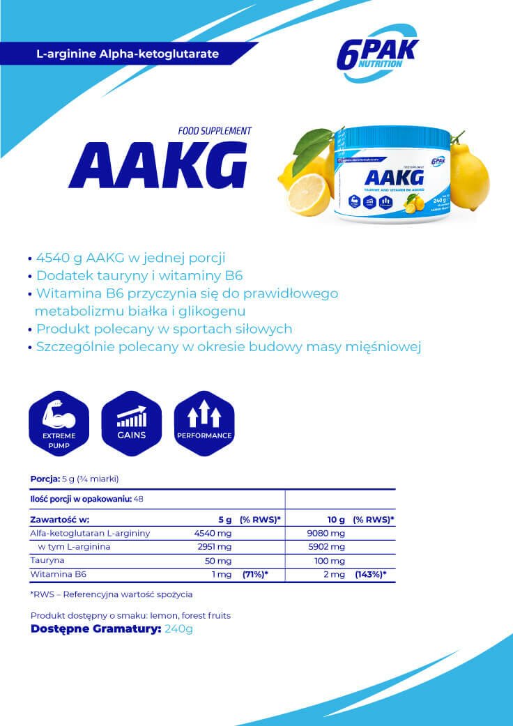 6PAK Nutrition AAKG - 240g