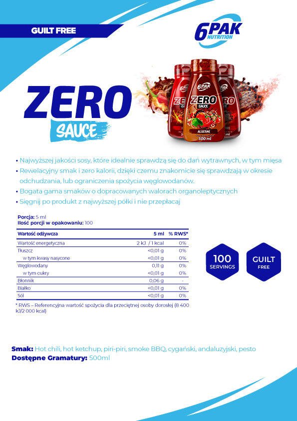 6PAK Nutrition Sauce ZERO Algerine - 500ml