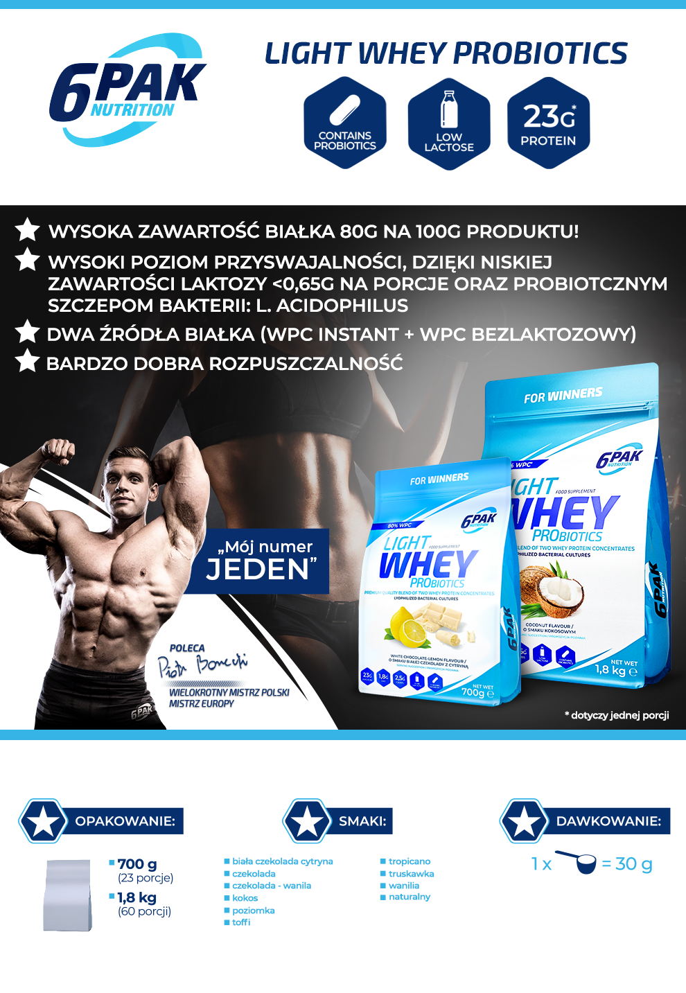 6PAK Nutrition Light Whey Probiotics - 700g