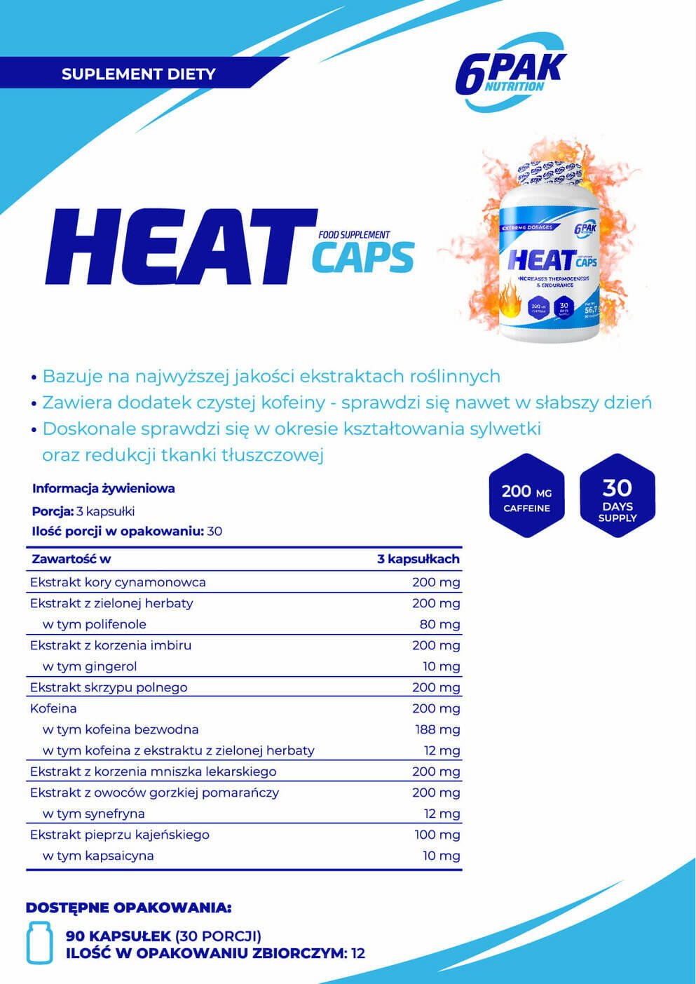 6PAK Nutrition Heat Caps - 90 kaps.